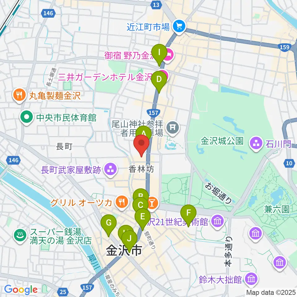 北國新聞文化センター 金沢本部教室周辺のコンビニエンスストア一覧地図