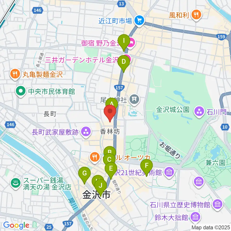 北國新聞文化センター 金沢本部教室周辺のコンビニエンスストア一覧地図