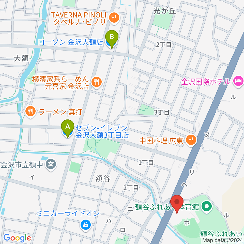 北國新聞文化センター 金沢南スタジオ周辺のコンビニエンスストア一覧地図