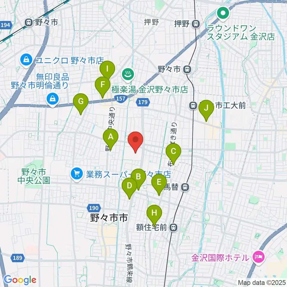 北國新聞文化センター イオンタウン野々市スタジオ周辺のコンビニエンスストア一覧地図