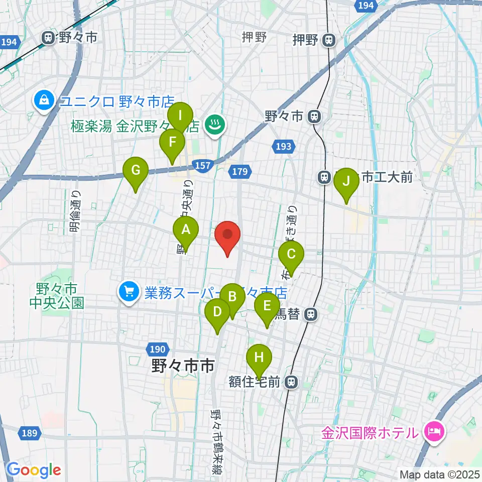 北國新聞文化センター イオンタウン野々市スタジオ周辺のコンビニエンスストア一覧地図
