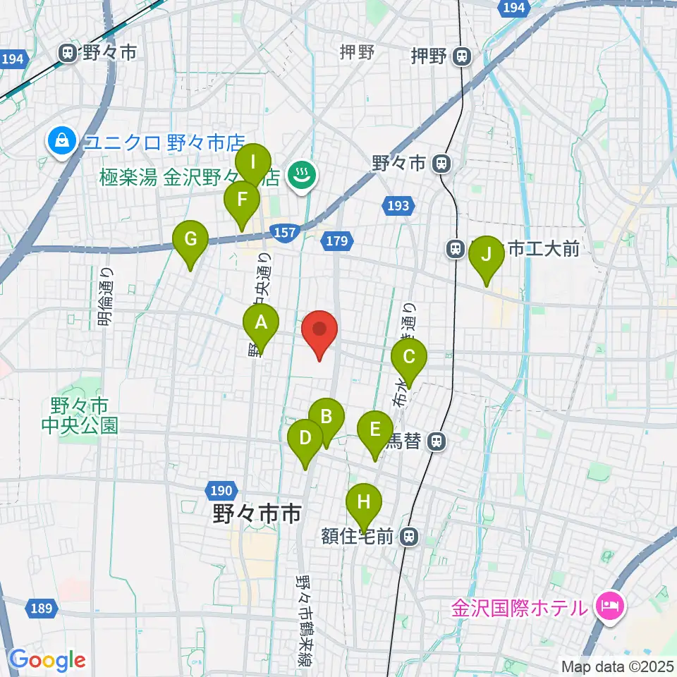 北國新聞文化センター イオンタウン野々市スタジオ周辺のコンビニエンスストア一覧地図