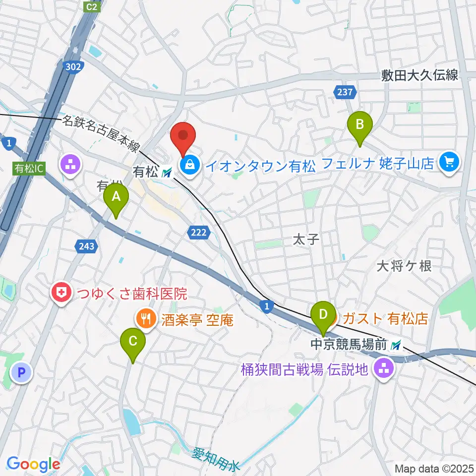 JEUGIAカルチャーセンター イオンタウン有松周辺のコンビニエンスストア一覧地図