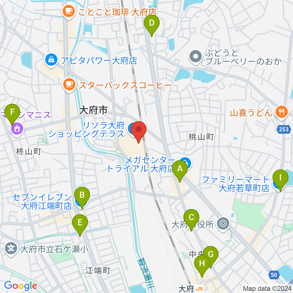 JEUGIAカルチャーセンター リソラ大府周辺のコンビニエンスストア一覧地図