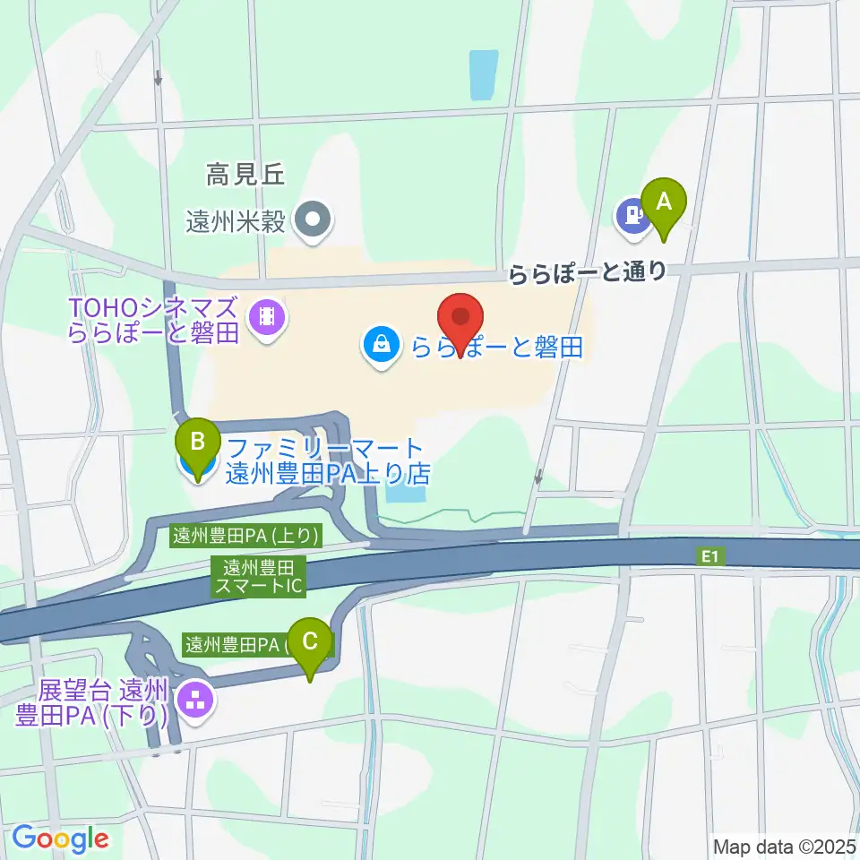 タワーレコード ららぽーと磐田店周辺のコンビニエンスストア一覧地図