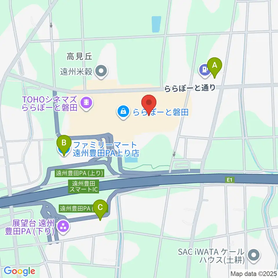 タワーレコード ららぽーと磐田店周辺のコンビニエンスストア一覧地図