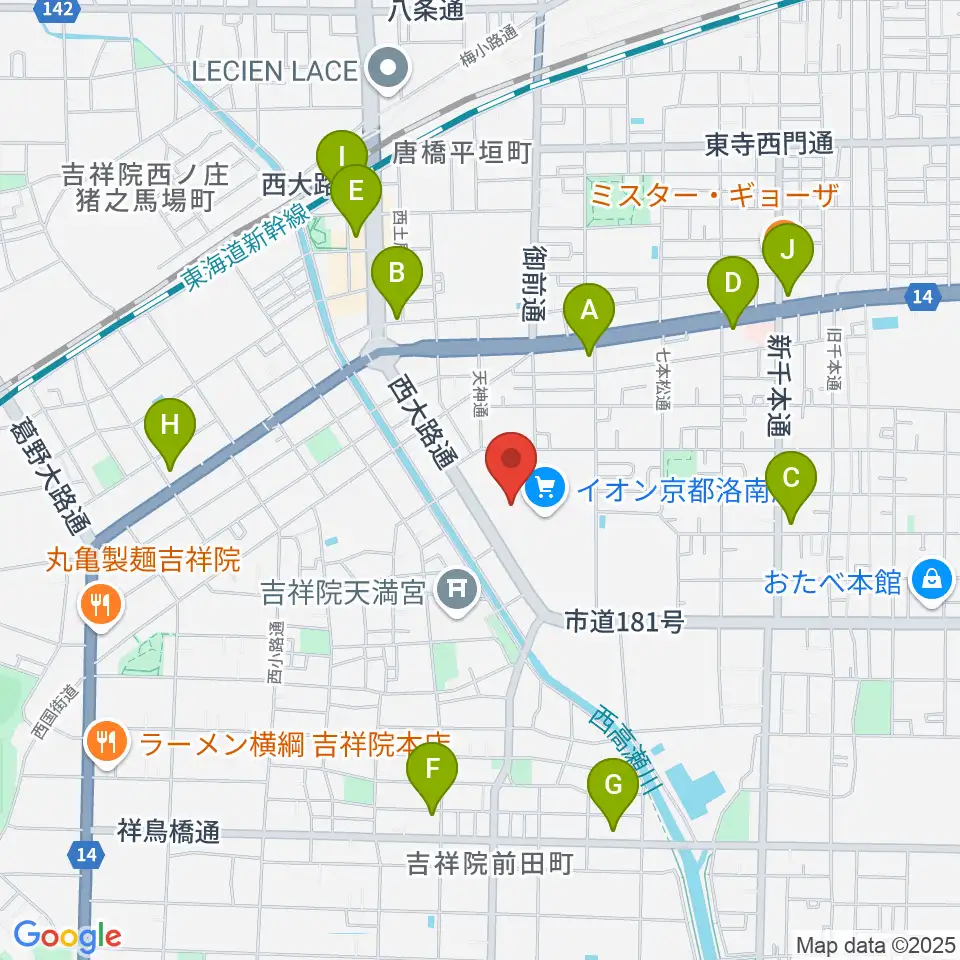 JEUGIAカルチャーセンター イオン洛南周辺のコンビニエンスストア一覧地図