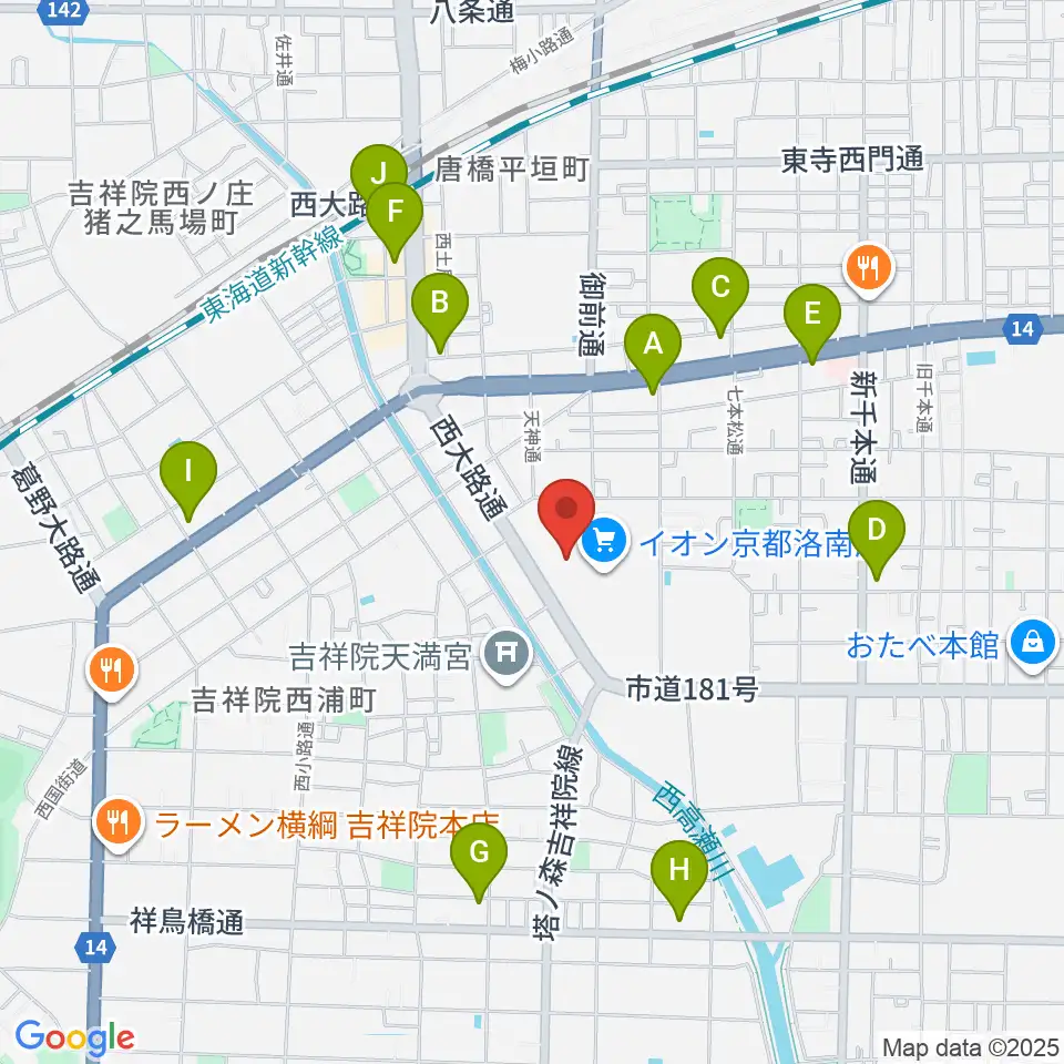 JEUGIAカルチャーセンター イオン洛南周辺のコンビニエンスストア一覧地図
