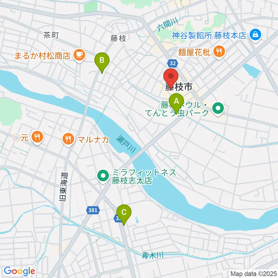 藤枝市民会館周辺のコンビニエンスストア一覧地図