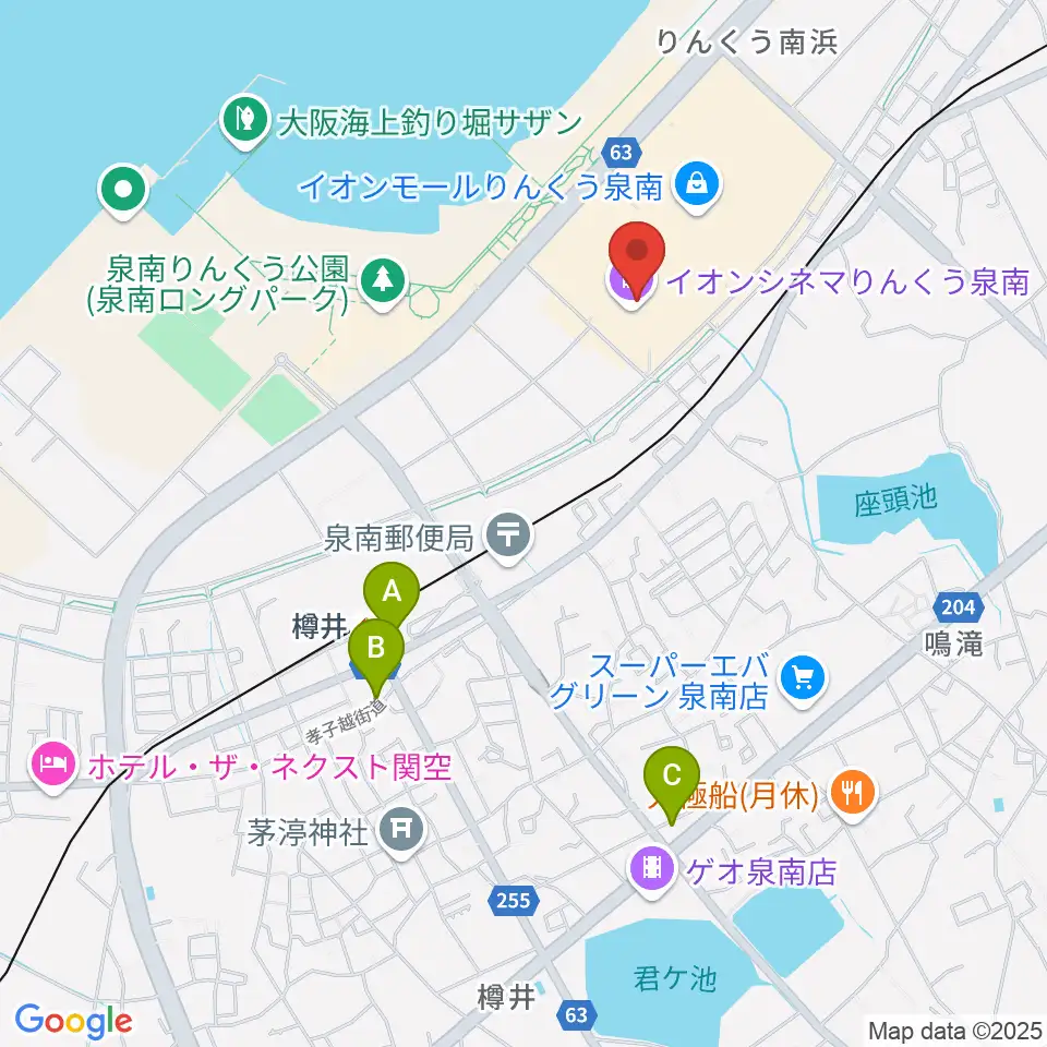 JEUGIAカルチャーセンター イオンモールりんくう泉南周辺のコンビニエンスストア一覧地図