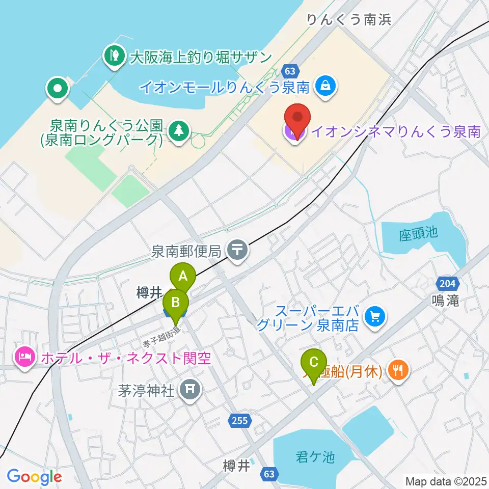 JEUGIAカルチャーセンター イオンモールりんくう泉南周辺のコンビニエンスストア一覧地図