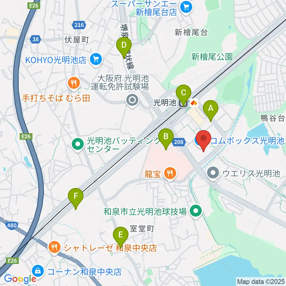 JEUGIAカルチャーセンター 光明池周辺のコンビニエンスストア一覧地図