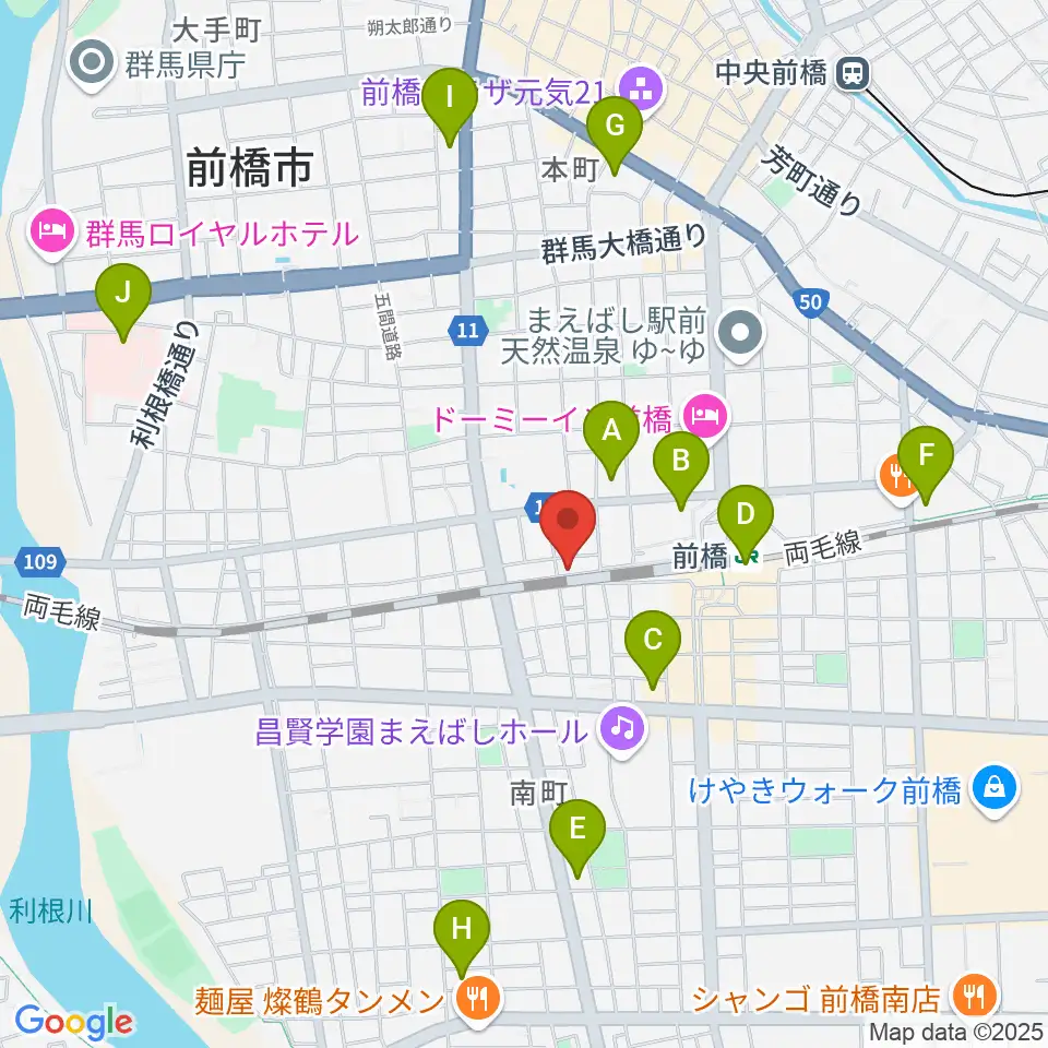 ダストボウル前橋店周辺のコンビニエンスストア一覧地図