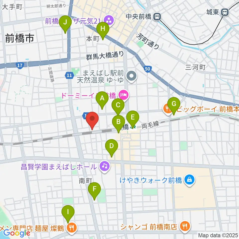 ダストボウル前橋店周辺のコンビニエンスストア一覧地図