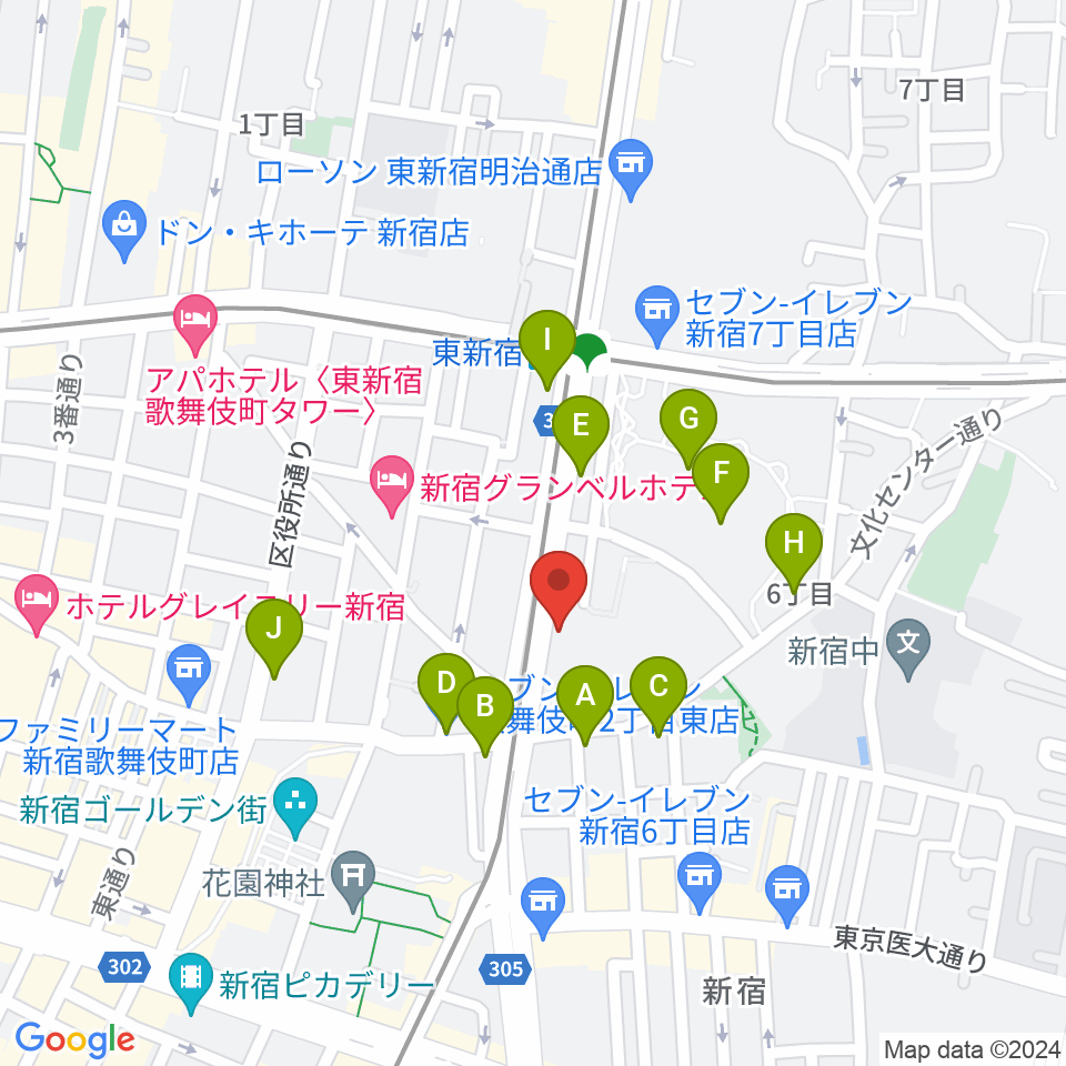 新宿SACT!周辺のコンビニエンスストア一覧地図