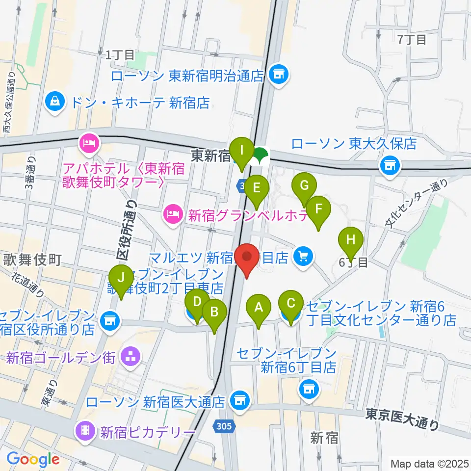 新宿SACT!周辺のコンビニエンスストア一覧地図