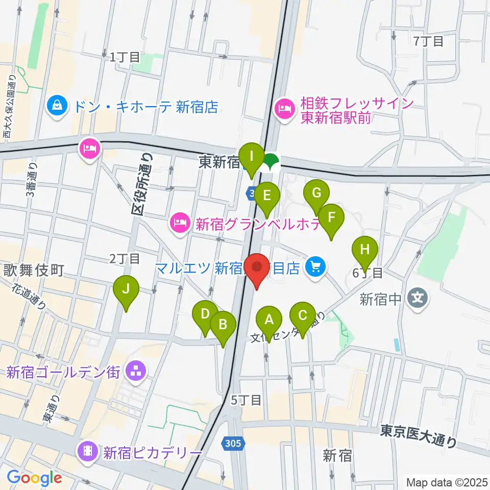新宿SACT!周辺のコンビニエンスストア一覧地図