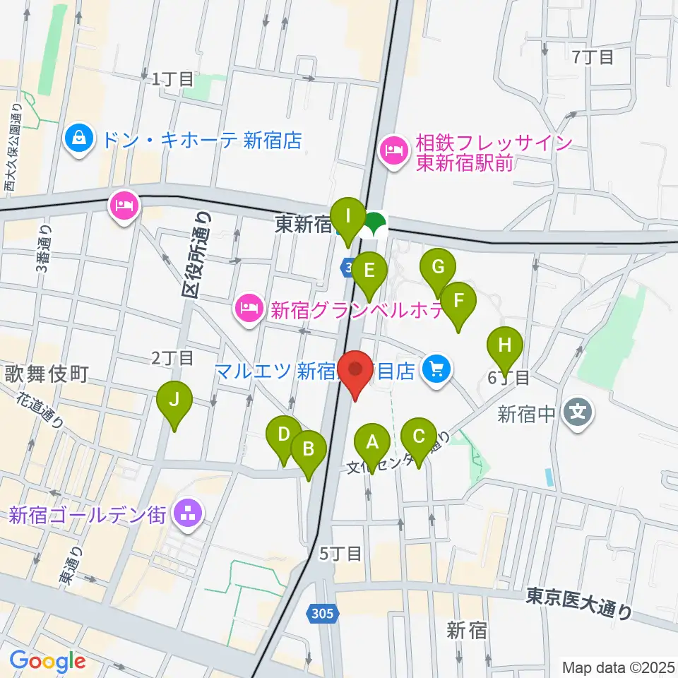 新宿SACT!周辺のコンビニエンスストア一覧地図