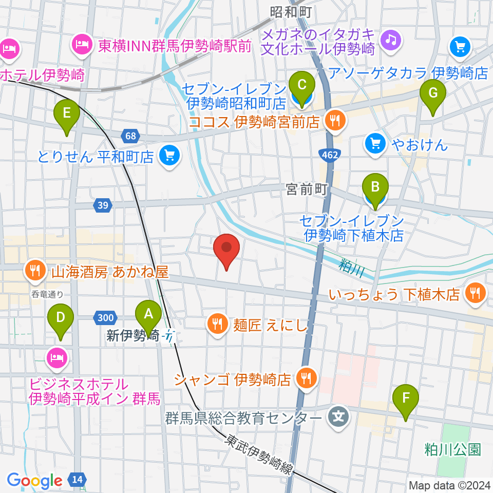 ダストボウル伊勢崎店周辺のコンビニエンスストア一覧地図