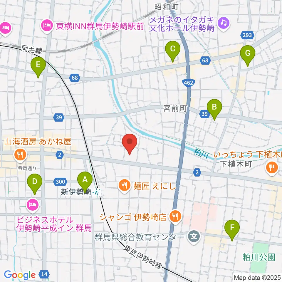 ダストボウル伊勢崎店周辺のコンビニエンスストア一覧地図