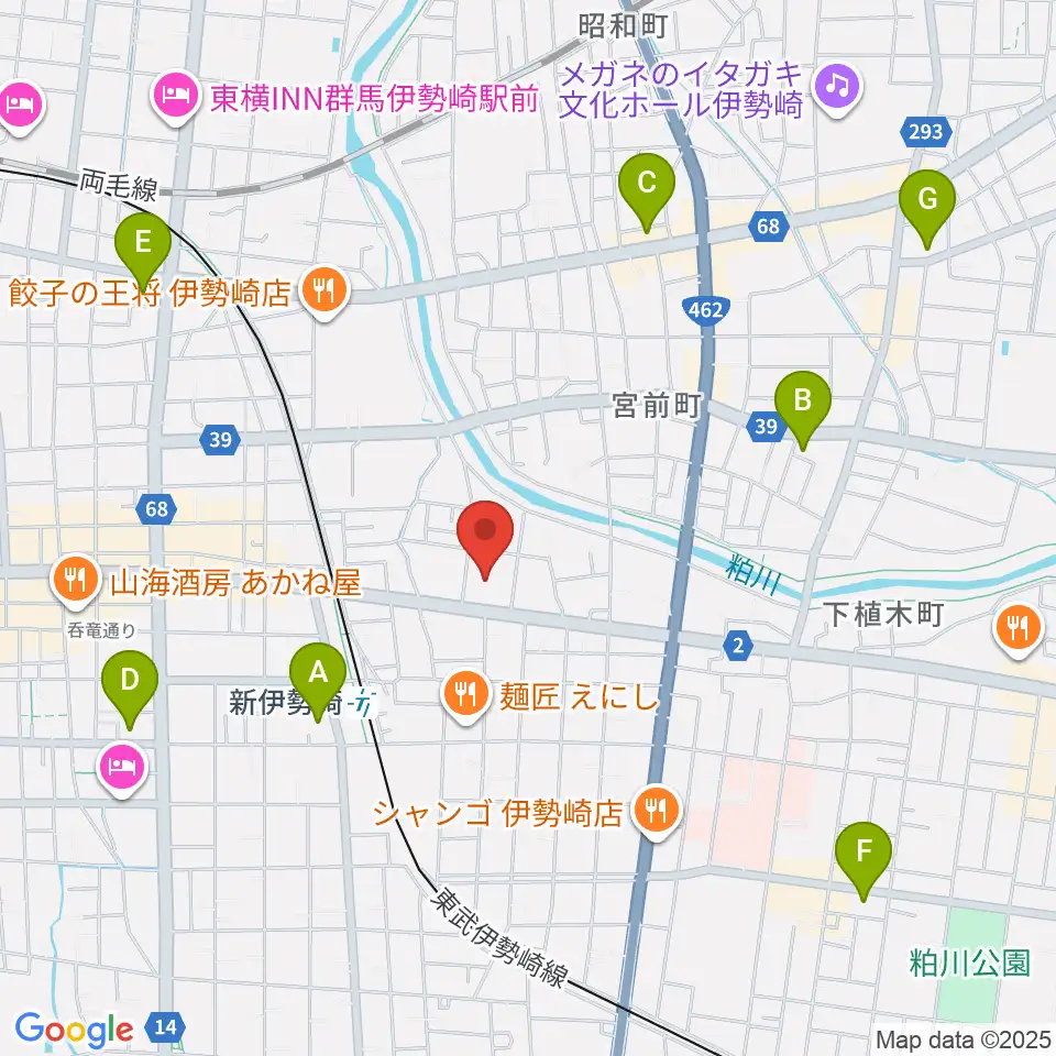 ダストボウル伊勢崎店周辺のコンビニエンスストア一覧地図
