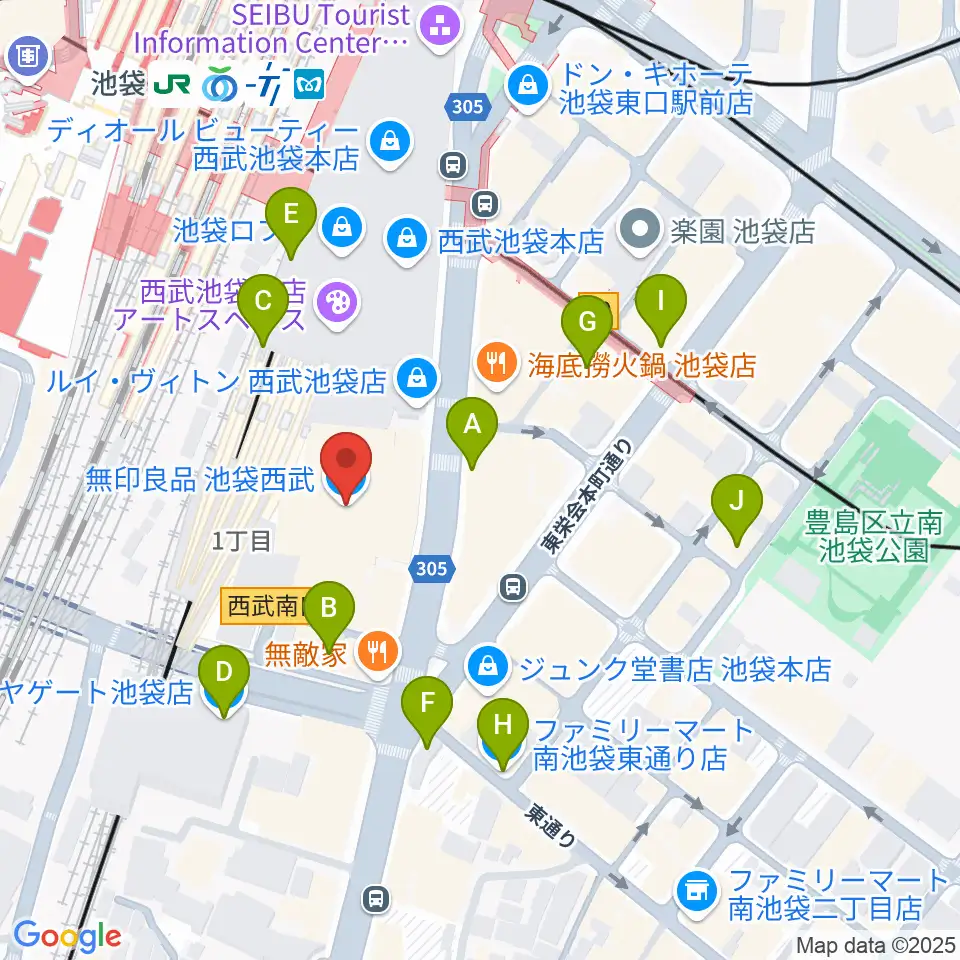 池袋コミュニティ・カレッジ周辺のコンビニエンスストア一覧地図