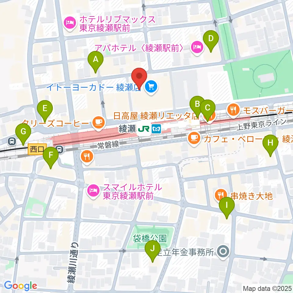セブンカルチャークラブ綾瀬周辺のコンビニエンスストア一覧地図