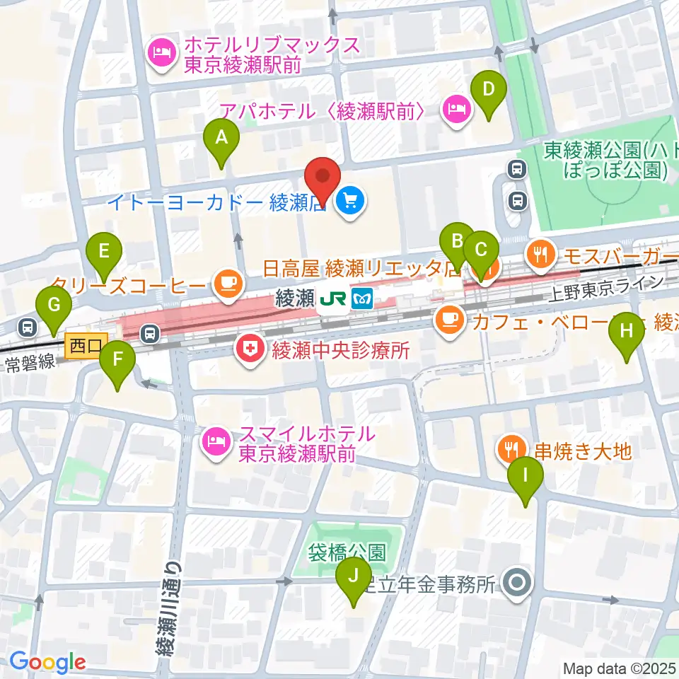 セブンカルチャークラブ綾瀬周辺のコンビニエンスストア一覧地図