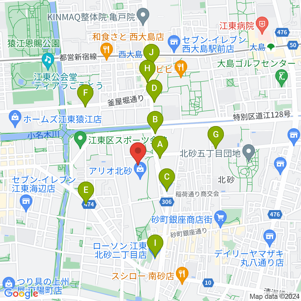 セブンカルチャークラブ北砂周辺のコンビニエンスストア一覧地図