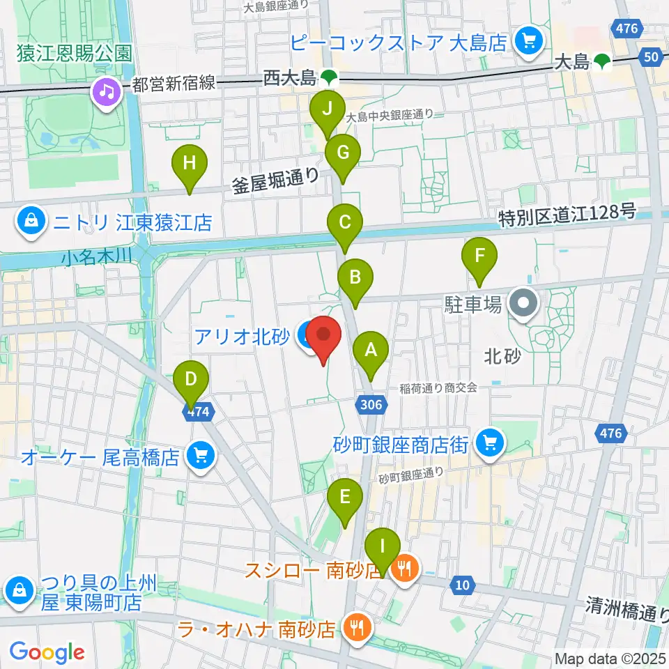 セブンカルチャークラブ北砂周辺のコンビニエンスストア一覧地図