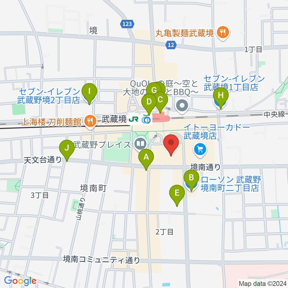 セブンカルチャークラブ武蔵境周辺のコンビニエンスストア一覧地図