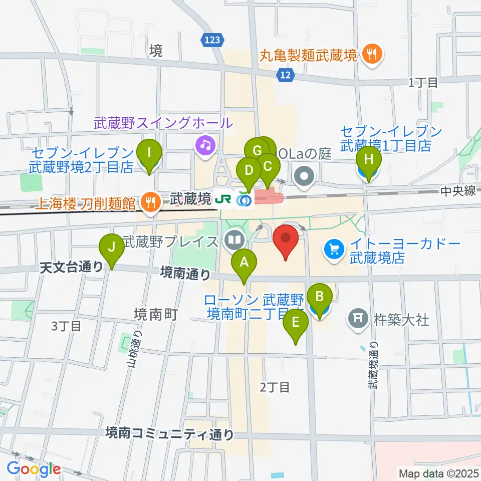 セブンカルチャークラブ武蔵境周辺のコンビニエンスストア一覧地図