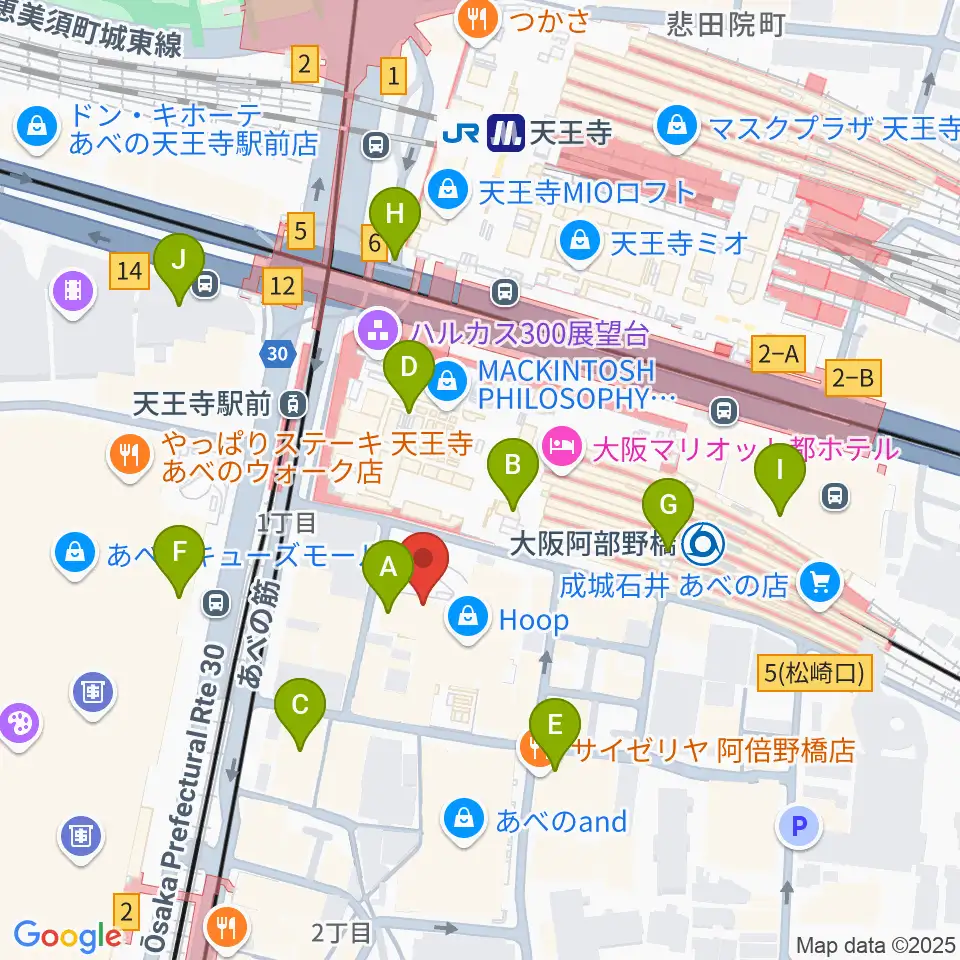 タワーレコード あべのHoop店周辺のコンビニエンスストア一覧地図