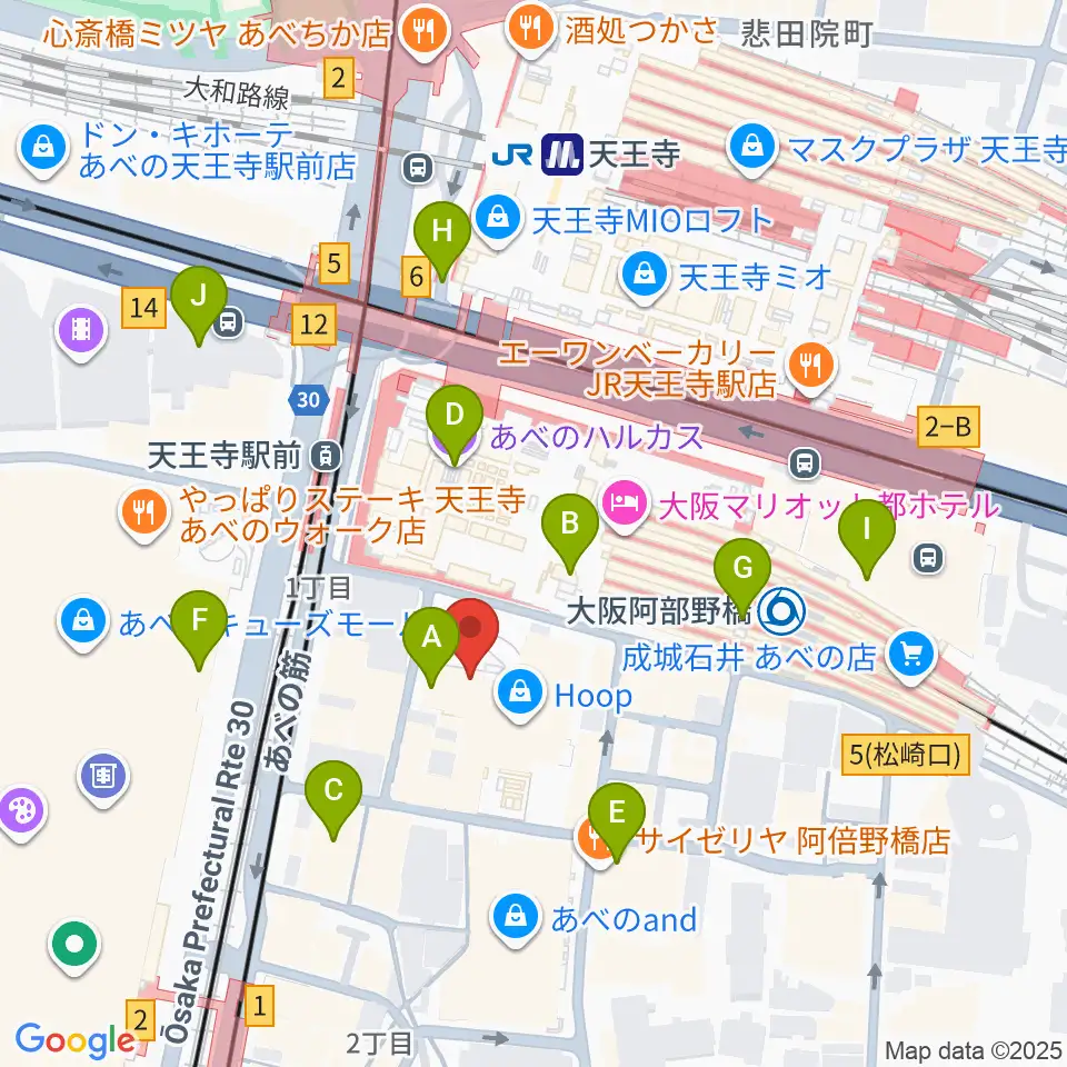 タワーレコード あべのHoop店周辺のコンビニエンスストア一覧地図