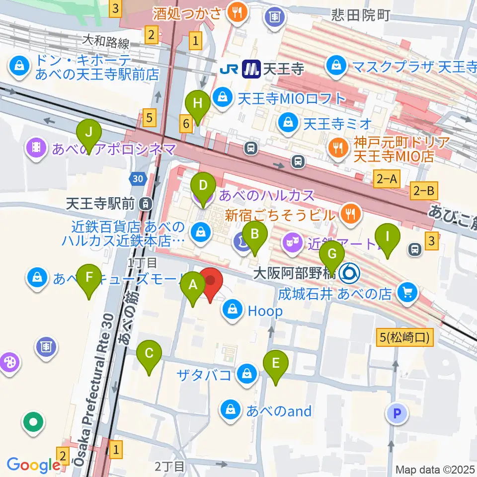 タワーレコード あべのHoop店周辺のコンビニエンスストア一覧地図