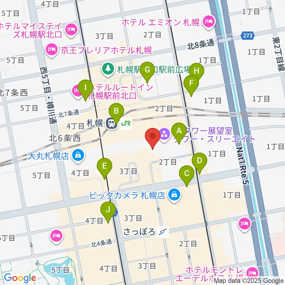 HMV札幌ステラプレイス周辺のコンビニエンスストア一覧地図