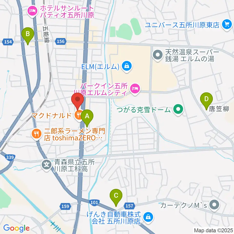 ゲオ五所川原店周辺のコンビニエンスストア一覧地図