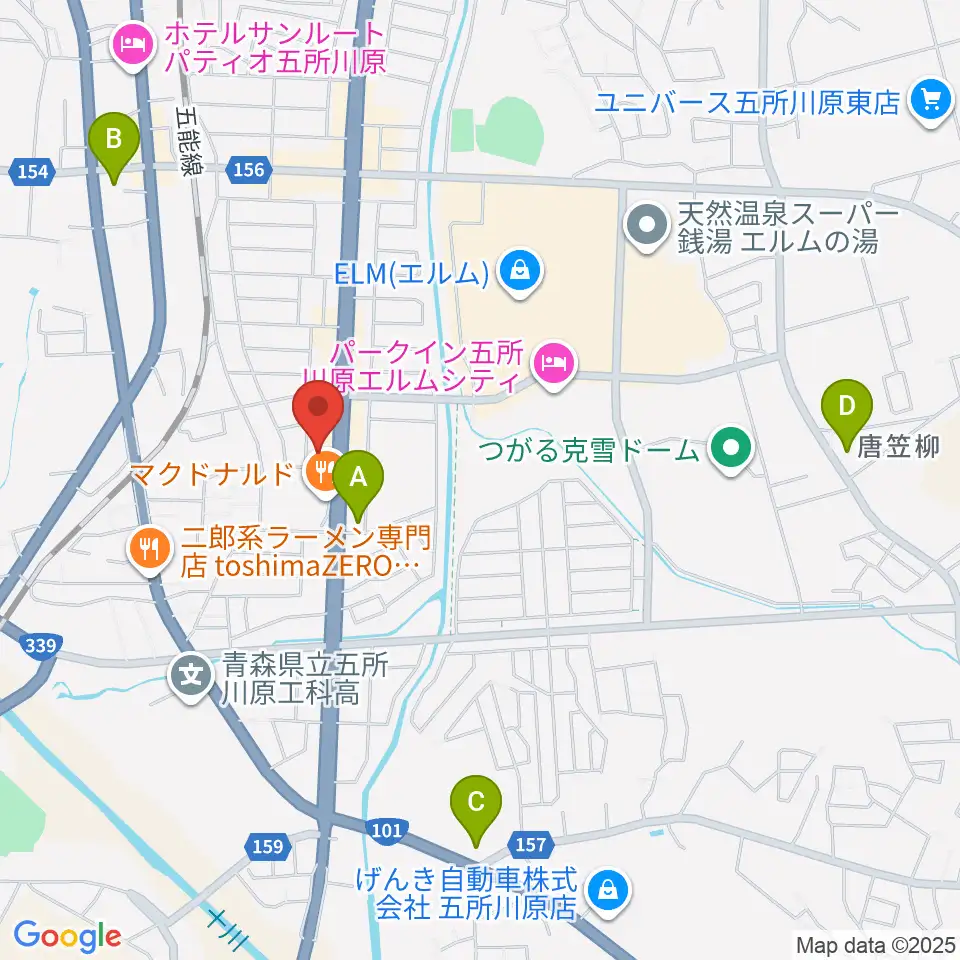 ゲオ五所川原店周辺のコンビニエンスストア一覧地図