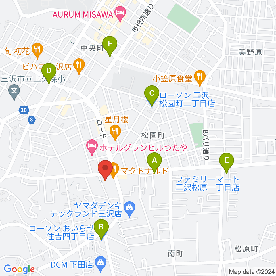 ゲオ三沢店周辺のコンビニエンスストア一覧地図