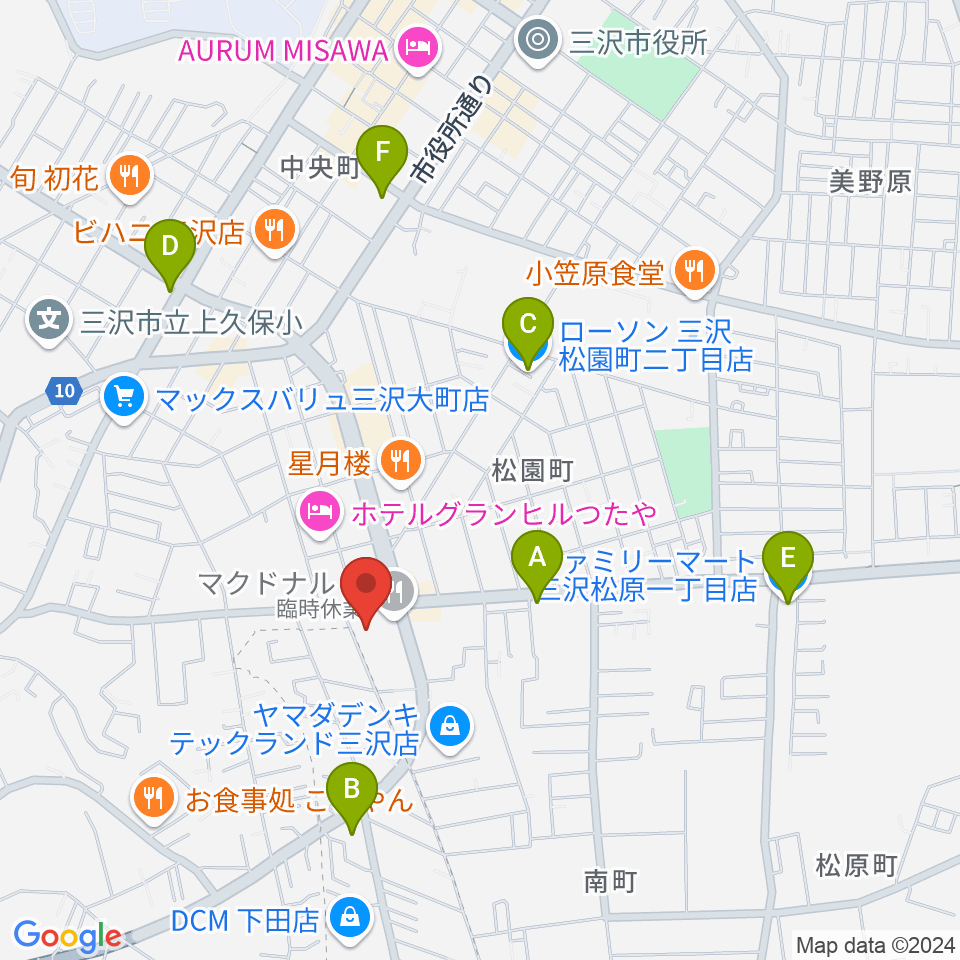 ゲオ三沢店周辺のコンビニエンスストア一覧地図