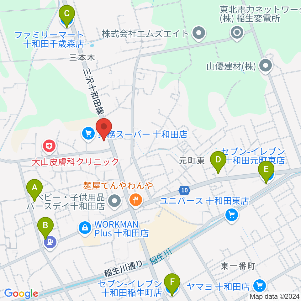 ゲオ十和田千歳森店周辺のコンビニエンスストア一覧地図