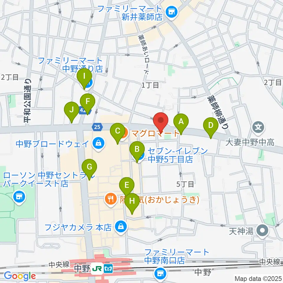 中野heavysick ZERO周辺のコンビニエンスストア一覧地図