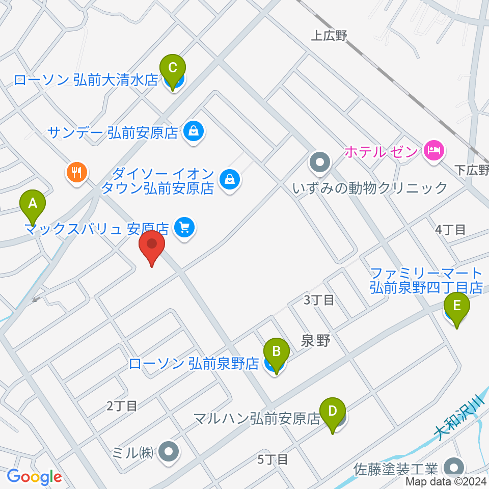 ゲオ弘前安原店周辺のコンビニエンスストア一覧地図