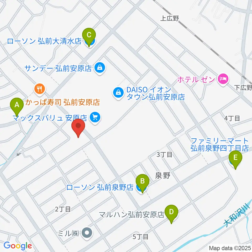 ゲオ弘前安原店周辺のコンビニエンスストア一覧地図