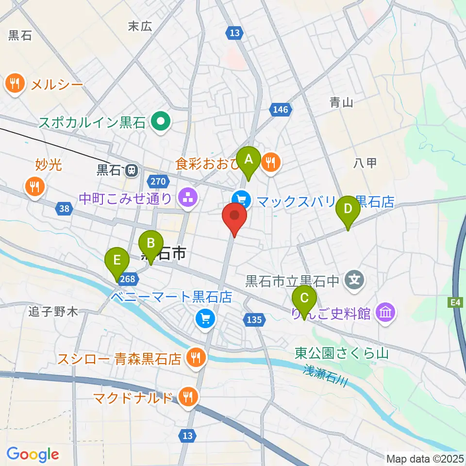 ゲオ黒石東町店周辺のコンビニエンスストア一覧地図
