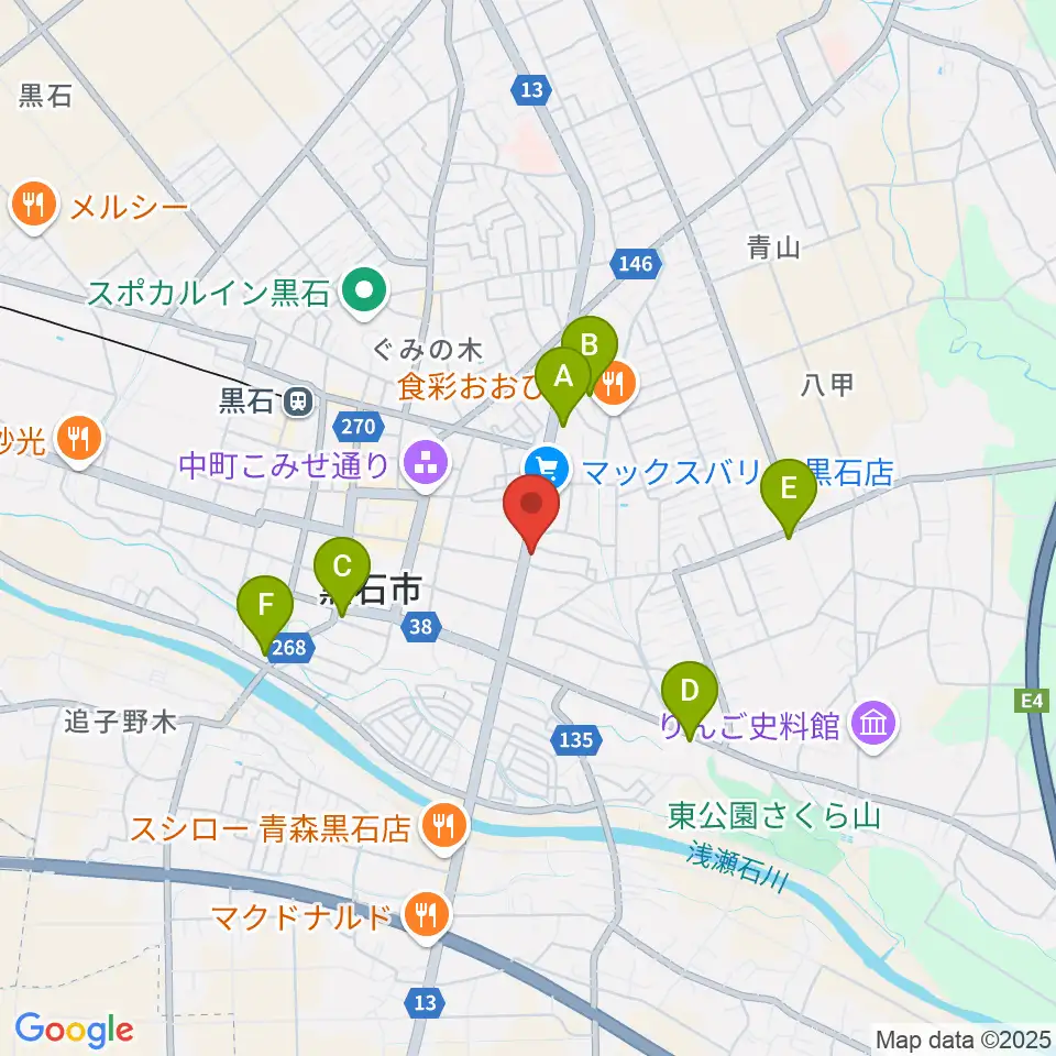 ゲオ黒石東町店周辺のコンビニエンスストア一覧地図