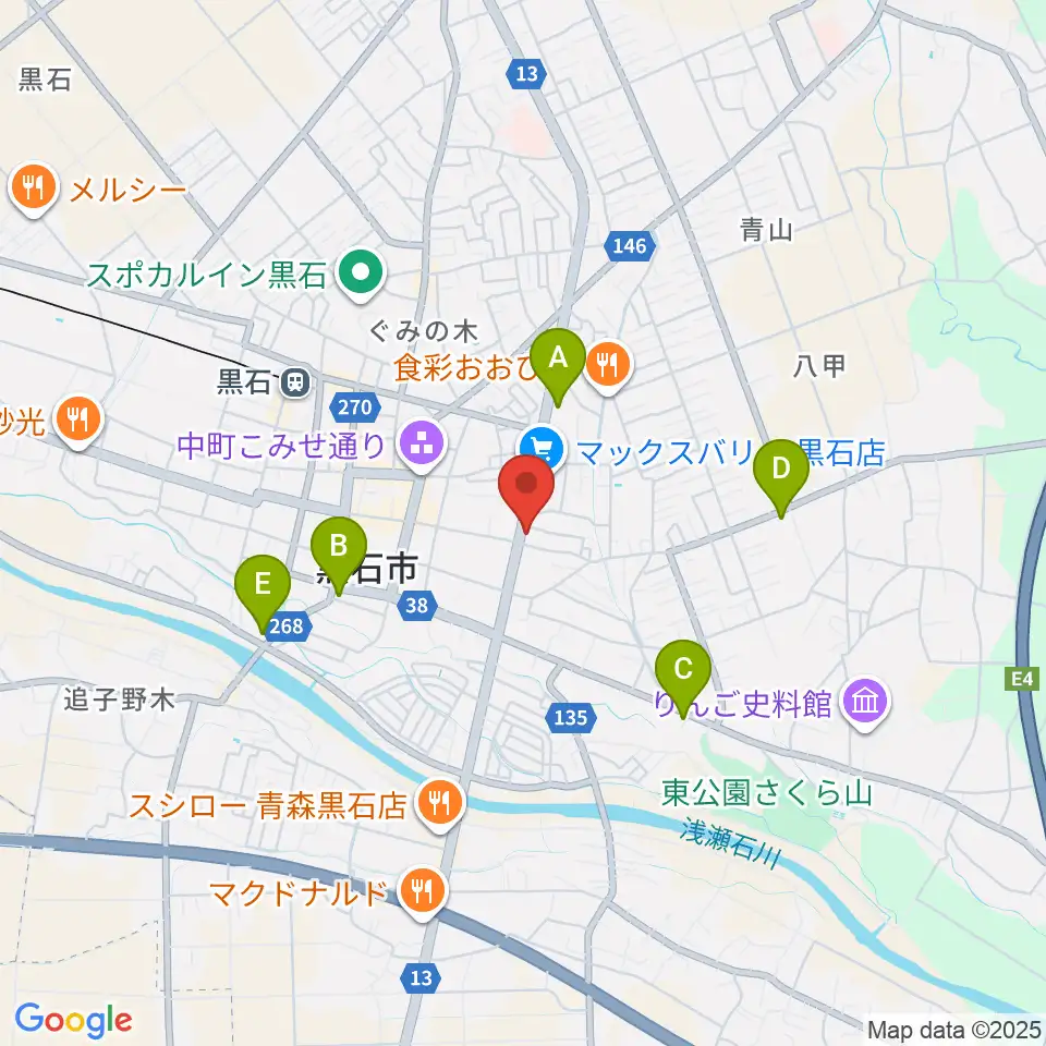 ゲオ黒石東町店周辺のコンビニエンスストア一覧地図