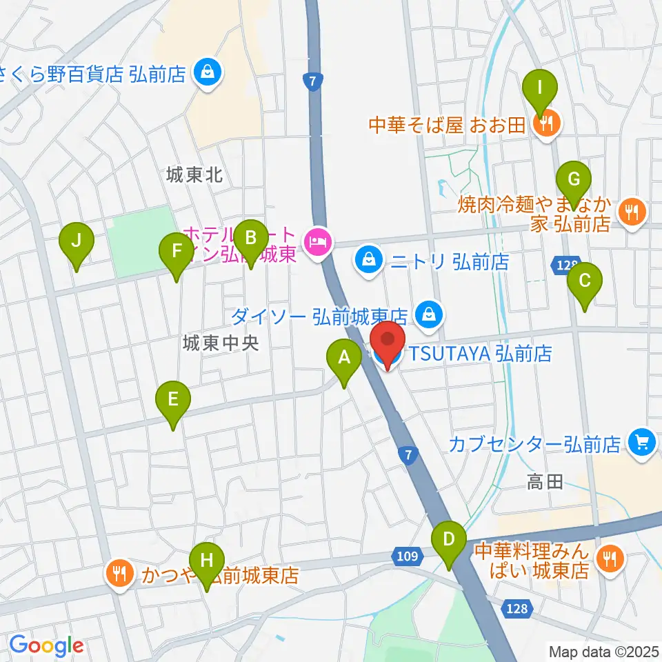 TSUTAYA 弘前店周辺のコンビニエンスストア一覧地図