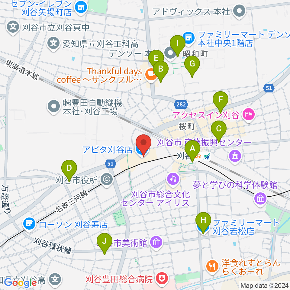 パピーミュージックスクール刈谷アピタ教室周辺のコンビニエンスストア一覧地図