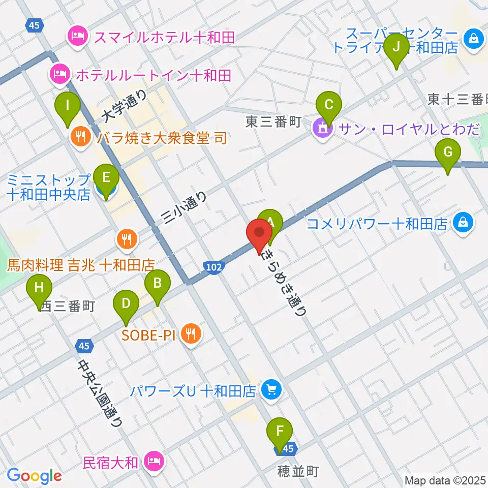TSUTAYA 十和田店周辺のコンビニエンスストア一覧地図